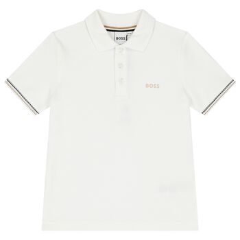Boys White Logo Polo Shirt