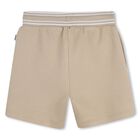 Younger Boys Beige Logo Shorts, 1, hi-res