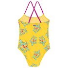 Girls Yellow Turtle Logo Swimsuit, 1, hi-res