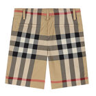 Boys Beige Checkered Shorts, 1, hi-res
