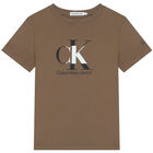 Boys Khaki Green Logo T-Shirt, 2, hi-res