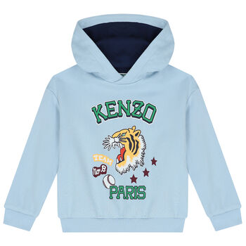 Boys Blue Varsity Tiger Hooded Top