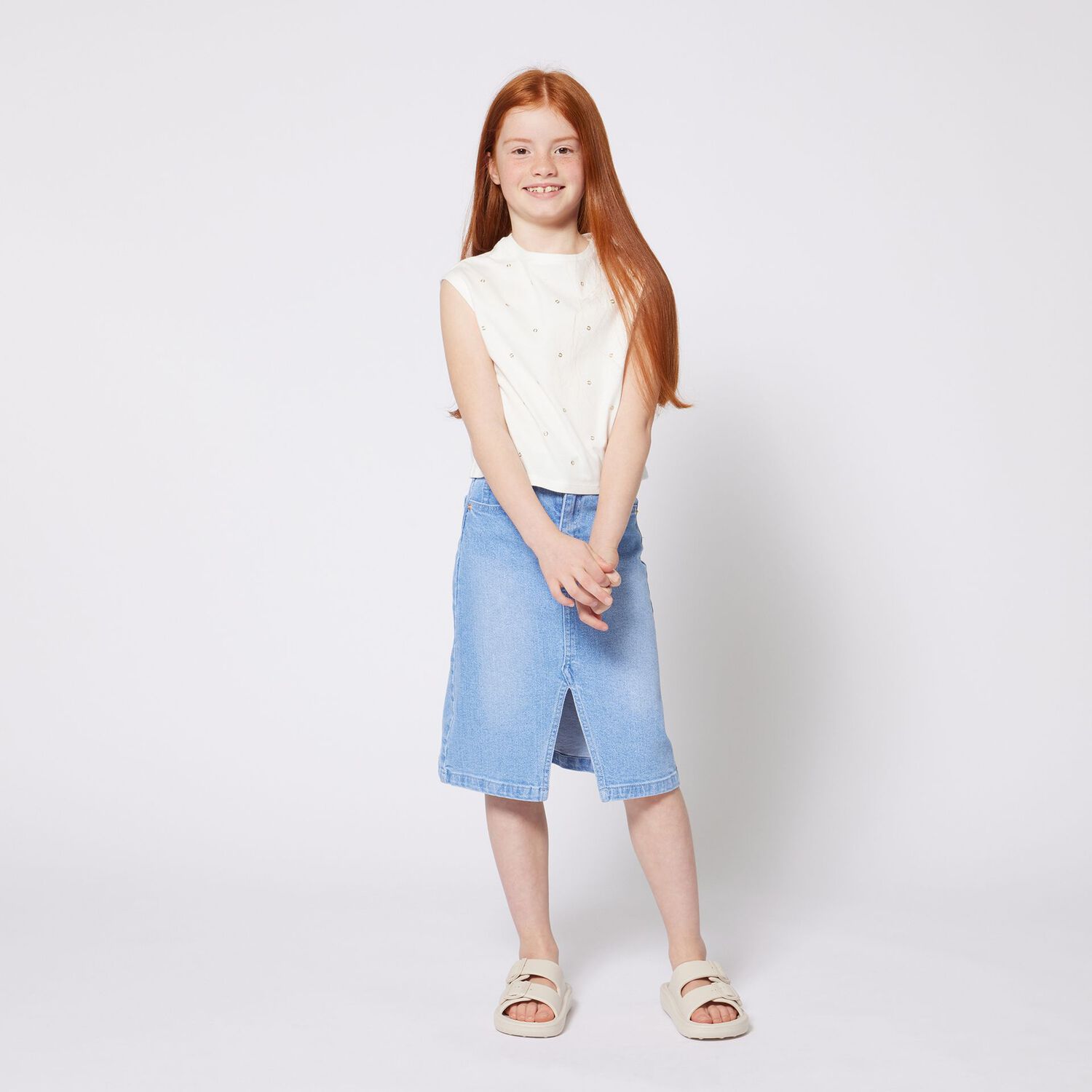 توب بنات بالشعار باللون العاجي والذهبي, 2, hi-res image number null