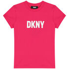 تيشيرت بالشعار باللون الوردي للبنات , 1, hi-res