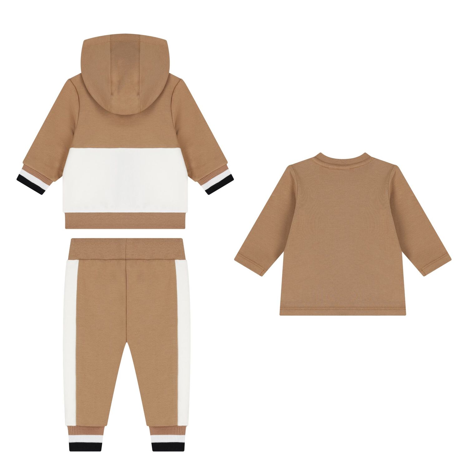 Baby Boys Beige Logo Tracksuit Set, 1, hi-res