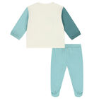 Baby Boys Ivory & Aqua Tracksuit, 1, hi-res