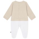 Beige & White Logo Babygrow, Hat & Bib Gift Set, 1, hi-res