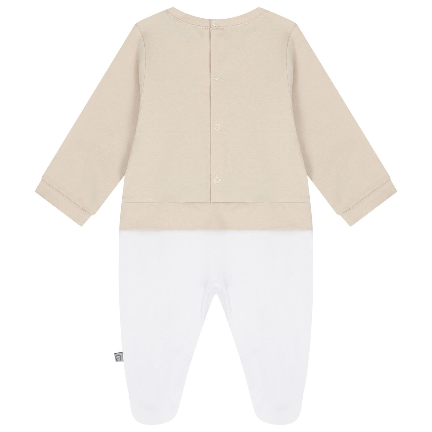 Beige & White Logo Babygrow, Hat & Bib Gift Set, 1, hi-res