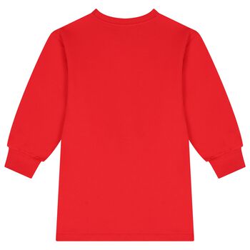 Girls Red Teddy Bear Logo Dress