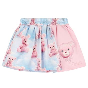 Girls Blue & Pink Teddy Bear Skirt