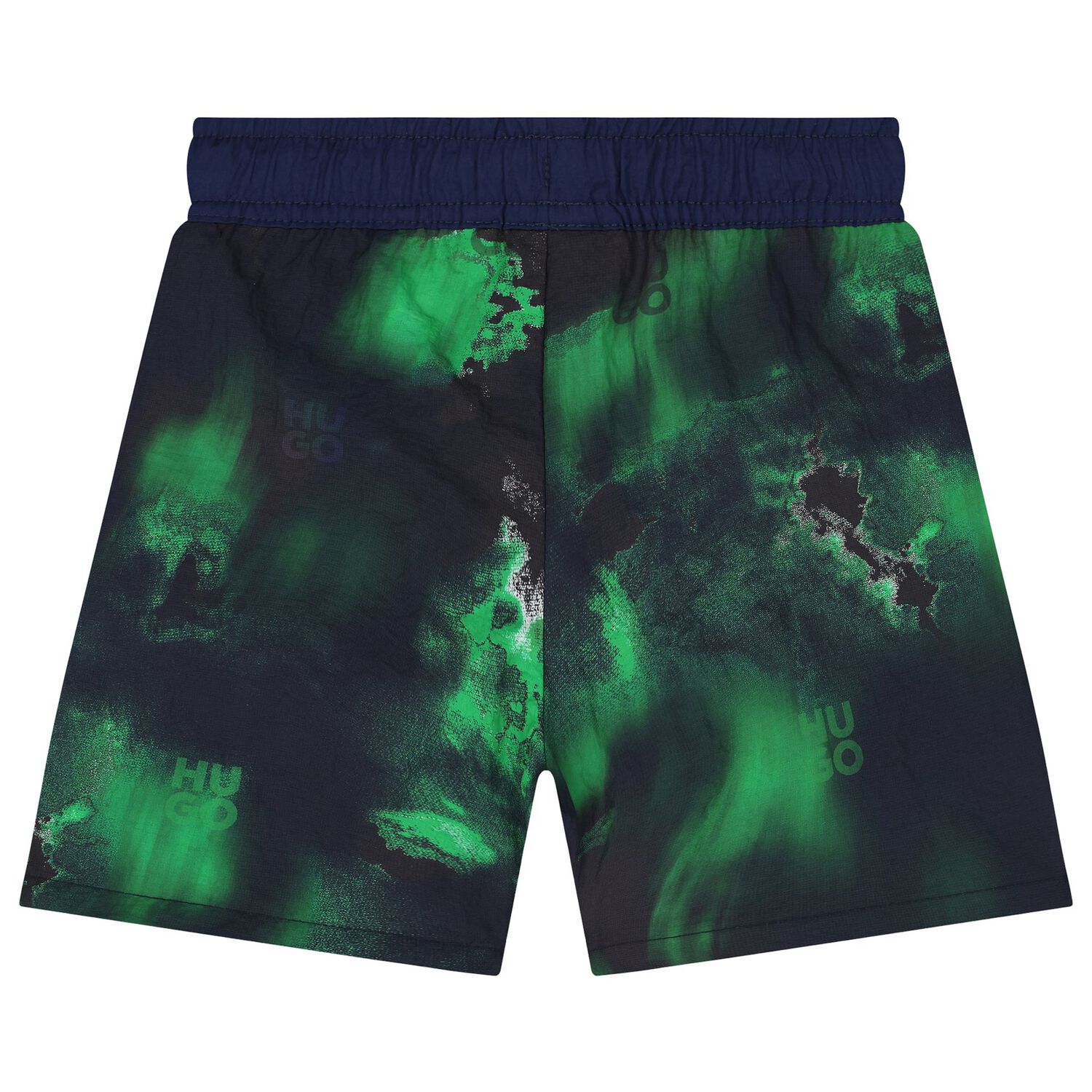 شورت سباحة بشعار باللون الأزرق الداكن والأخضر للأولاد, 2, hi-res image number null
