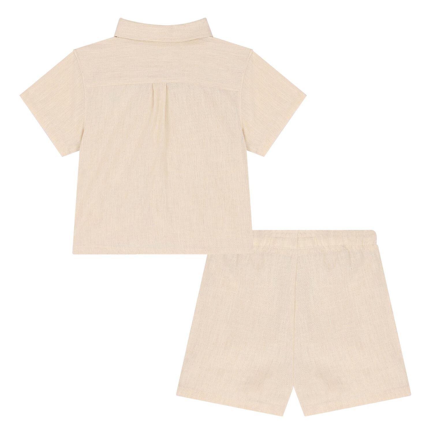 Younger Boys Beige Logo Shorts Set, 1, hi-res