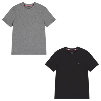 Boys Black & Grey Cotton Logo T-Shirts ( 2-Pack )