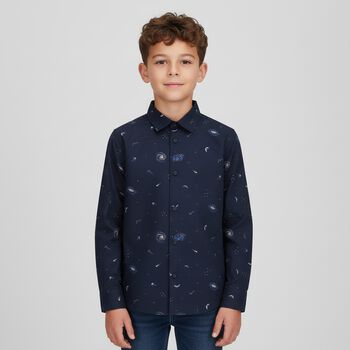 Boys Navy Blue Space Shirt