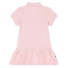 Younger Girls Pink Flag Embroidered Polo Dress, 1, hi-res