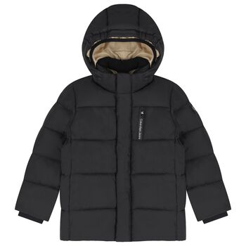Boys Black Logo Padded Puffer Jacket