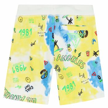 Boys White, Yellow & Blue Logo Shorts