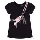 Younger Girls Black Bag Dress, 1, hi-res
