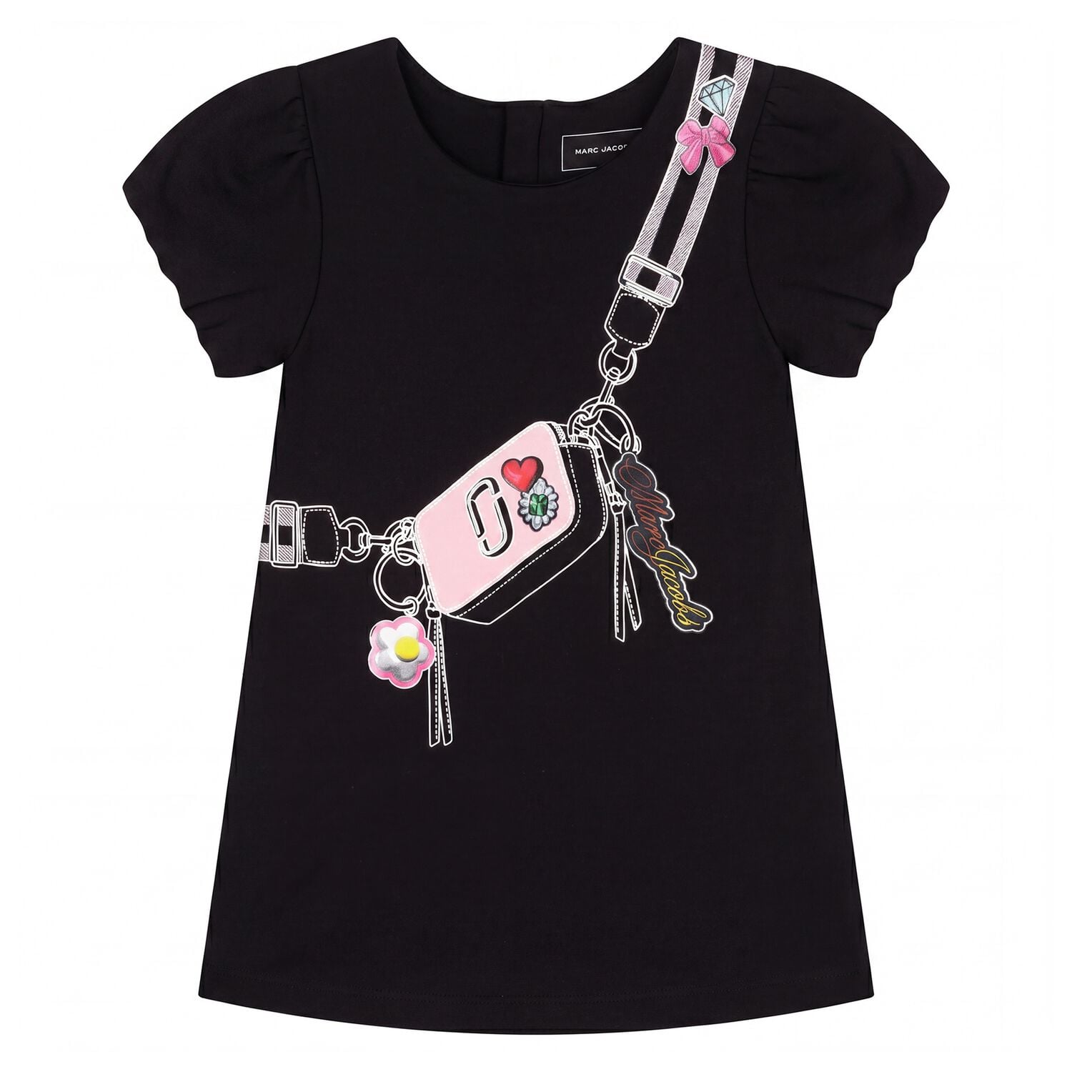 Younger Girls Black Bag Dress, 1, hi-res