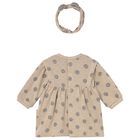 Baby Girls Beige Polka Dots Dress Set, 1, hi-res