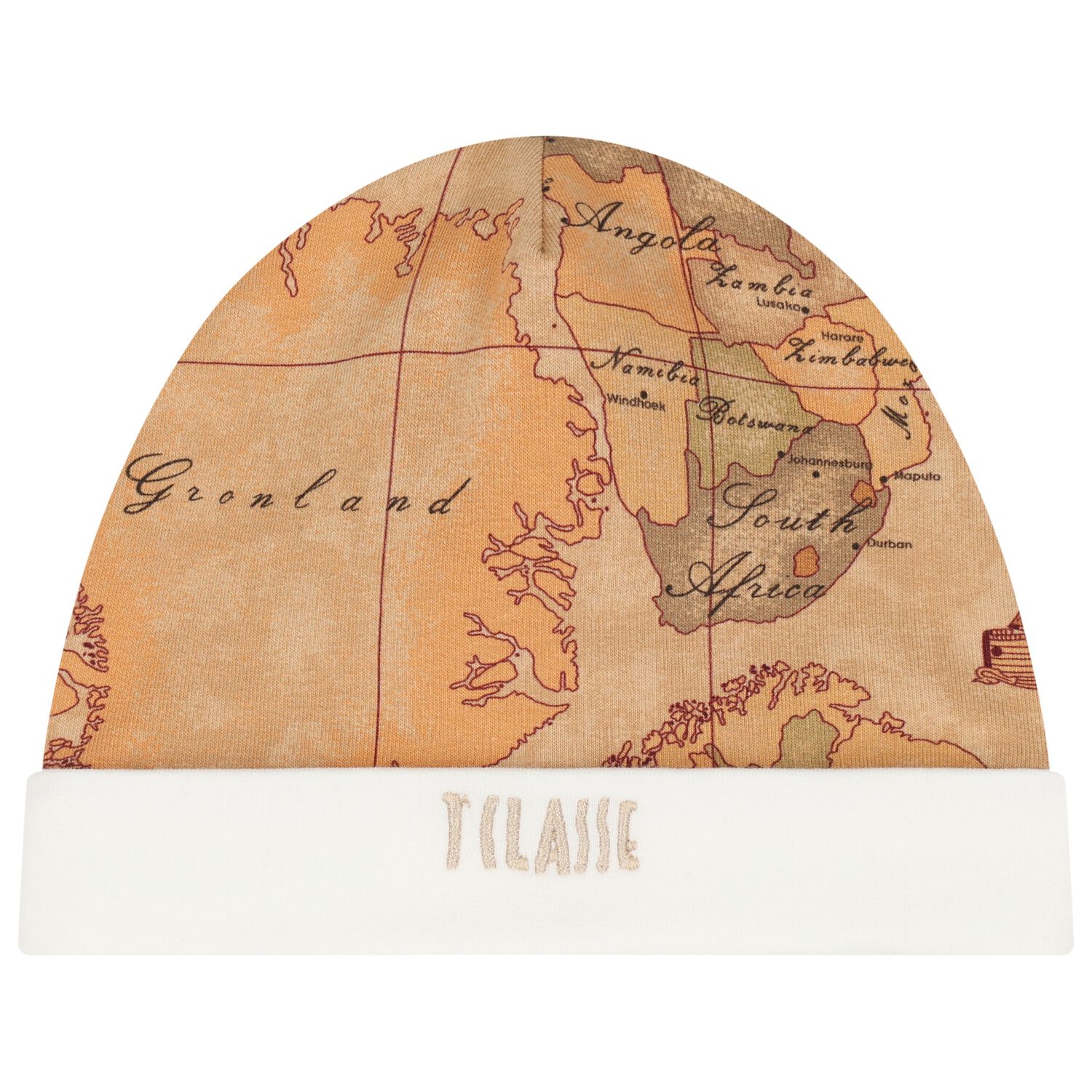 Beige & Ivory Geo Map Baby Hat, 1, hi-res