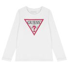 Girls White Logo Long Sleeve Top, 2, hi-res