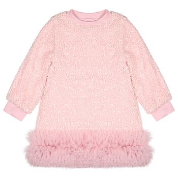 Girls Pink Sequin Embellished Jeanette Dress