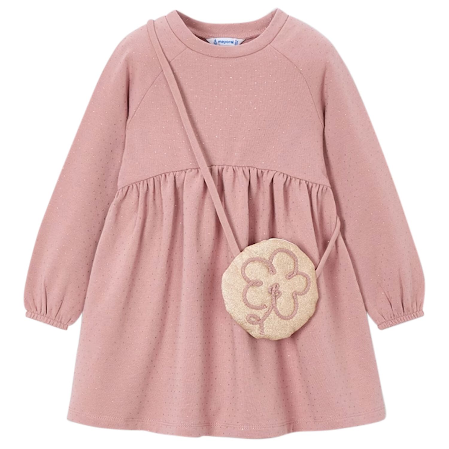 طقم فستان بنات منقط  باللون البيج , 3, hi-res