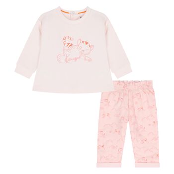 Younger Girls Pink Tiger Logo Trousers Set