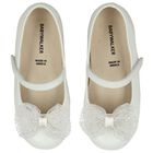 Girls Ivory Leather Bow Shoes, 1, hi-res
