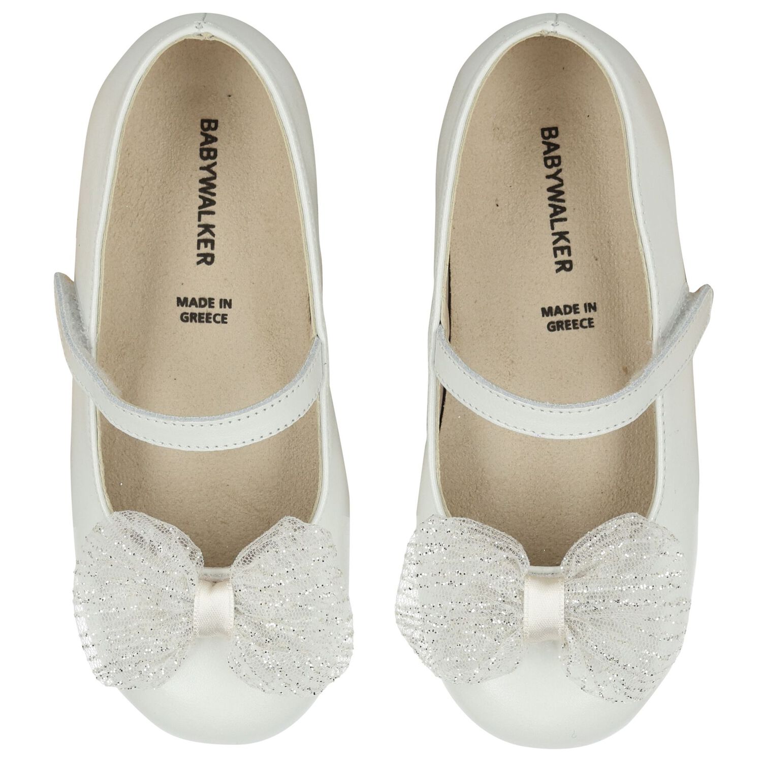Girls Ivory Leather Bow Shoes, 1, hi-res