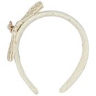 Girls Ivory & Gold Tweed Headband, 1, hi-res