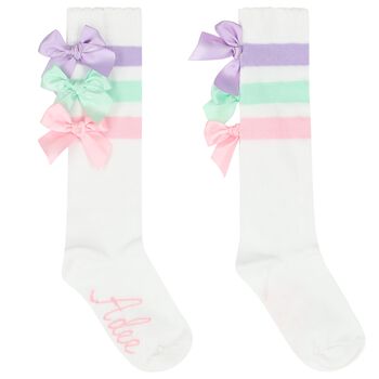 Girls White Bow Socks