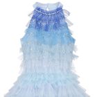 Girls Blue Layered Tulle Dress, 1, hi-res