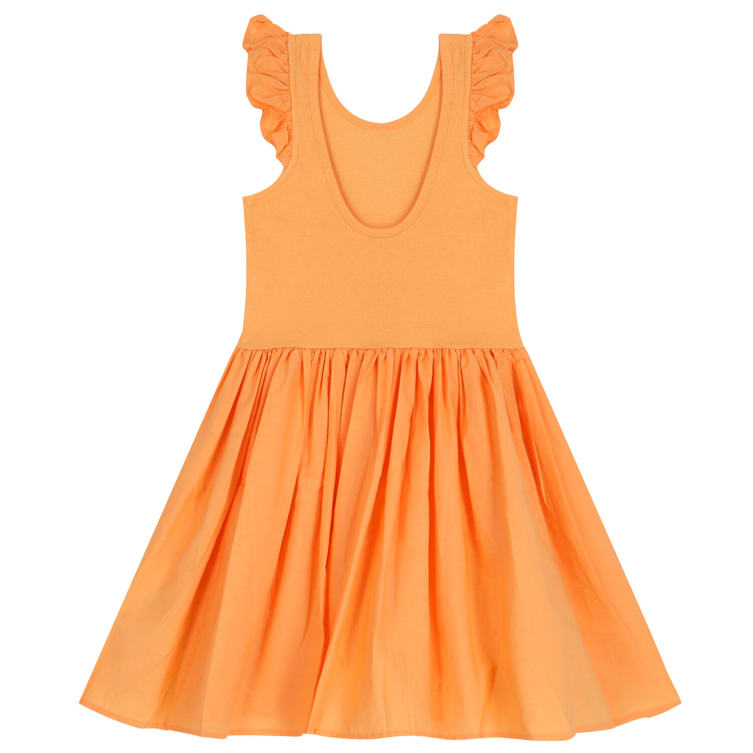 Girls Orange Ruffle Dress, 5, hi-res