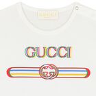 تي شيرت  بنات بالشعار باللون العاجي, 1, hi-res