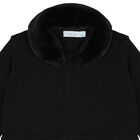 Girls Black Faux Fur Collar Cardigan, 1, hi-res