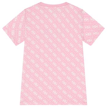 تيشيرت بنات بالشعار باللون الوردى