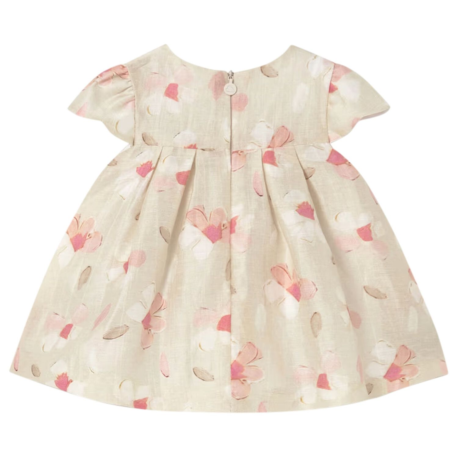 Baby Girls Beige Floral Dress, 2, hi-res