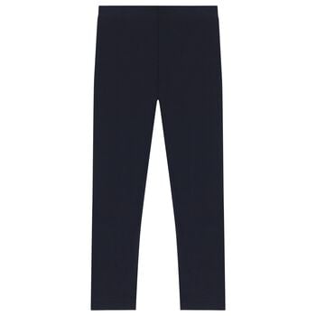Girls Navy Blue Logo Leggings