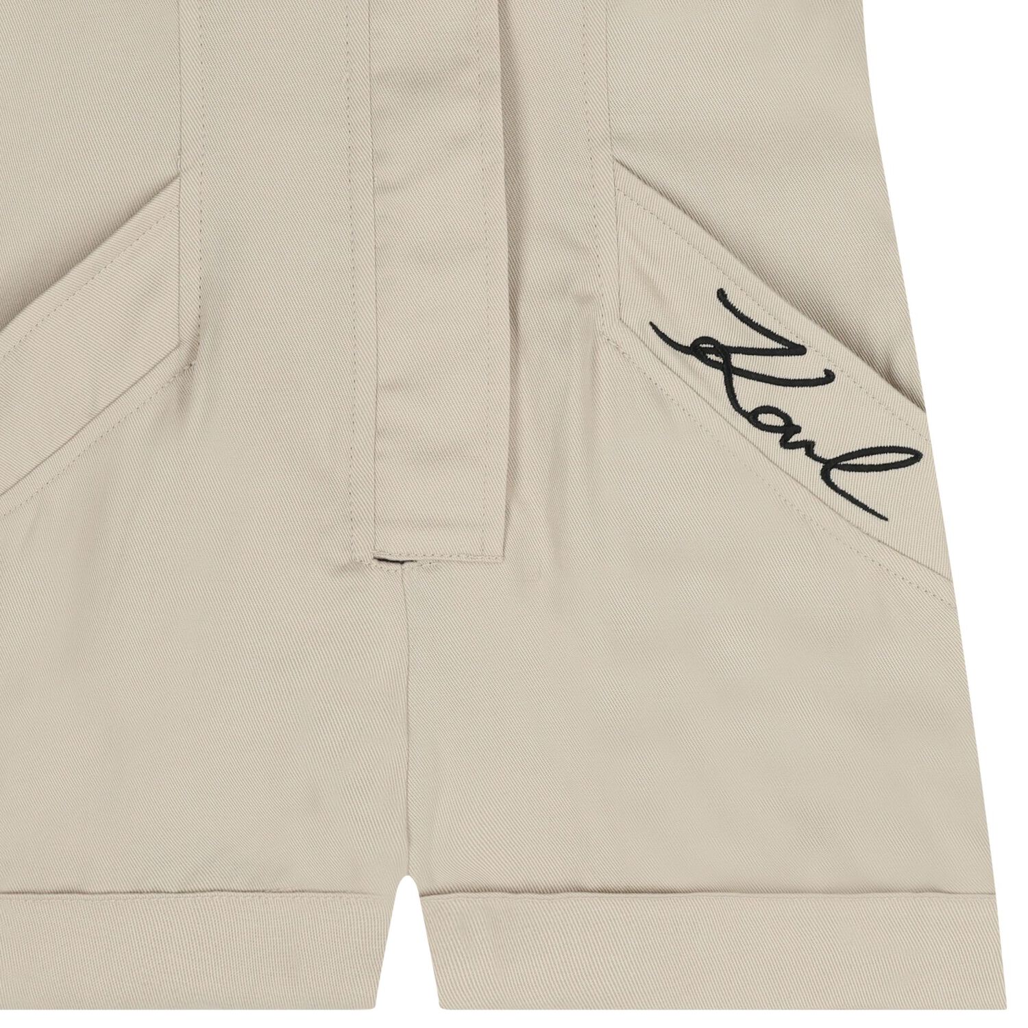 Girls Beige Logo Playsuit, 1, hi-res