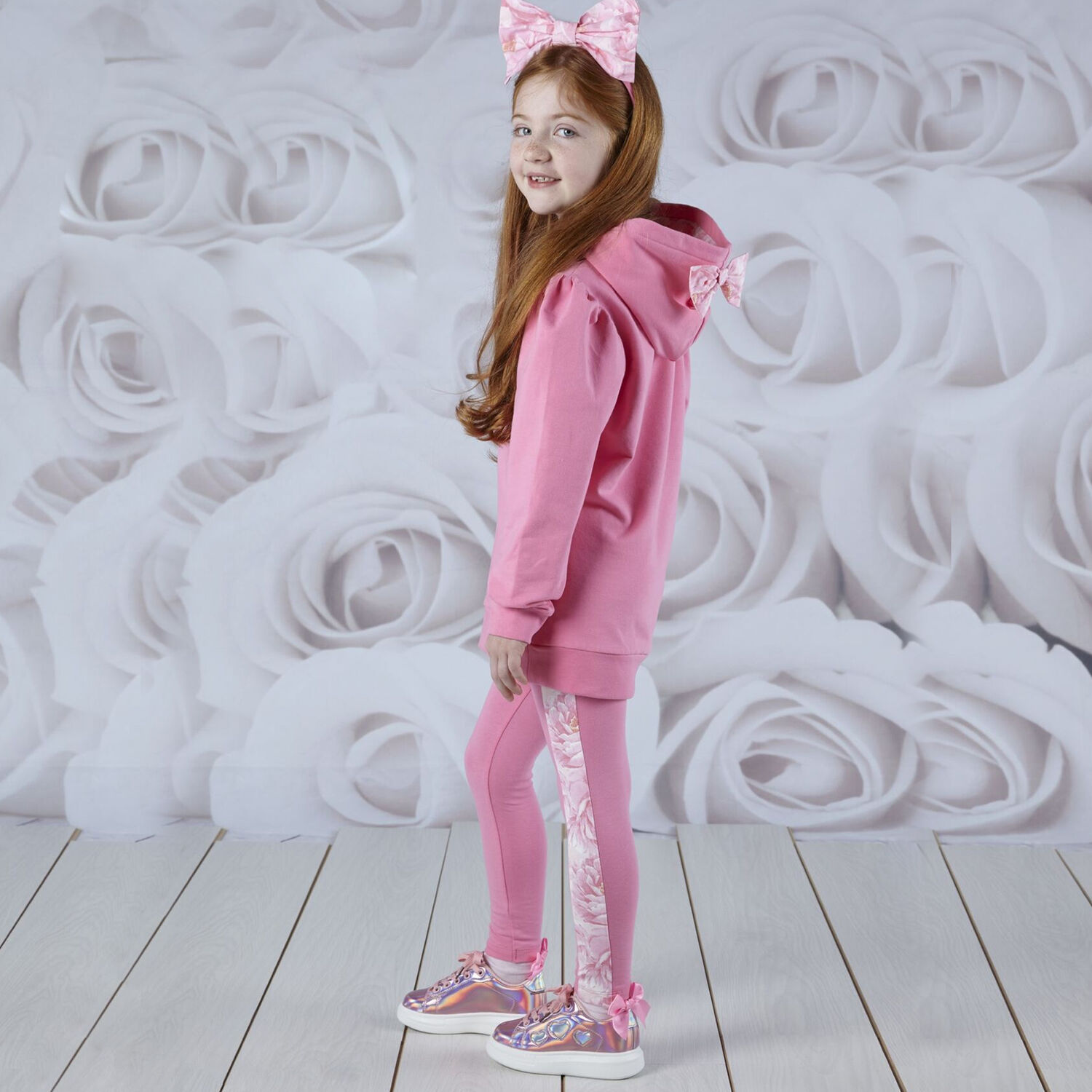 Girls Pink Hearts Trainers, 1, hi-res