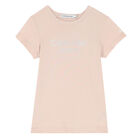 تيشيرت بالشعار باللون الوردي للبنات, 1, hi-res