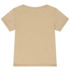 تيشيرت بنات بالشعار باللون البيج, 1, hi-res