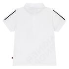 Younger Boys White Logo Polo Shirt, 1, hi-res