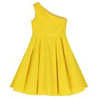 Girls Yellow One Shoulder Dress, 1, hi-res