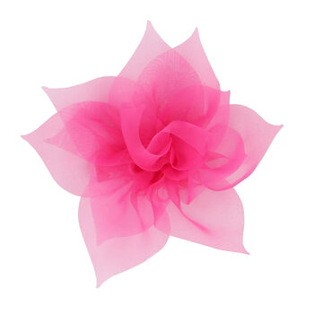 Girls Pink Tulle Flower Hair Clip
