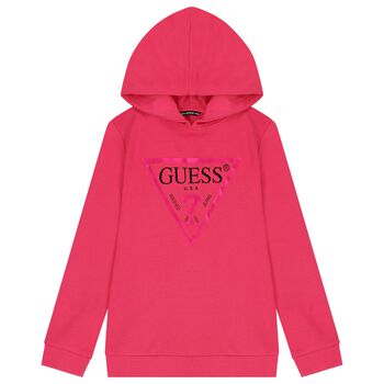 Girls Pink Logo Hooded Top