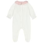 Baby Girls Ivory & Pink Babygrow , 1, hi-res