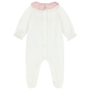 Baby Girls Ivory & Pink Babygrow 